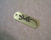 lizard etched brass keychain
