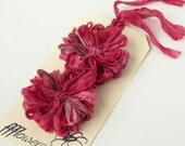 2 Flower Appliques in Honeysuckle Pink Ribbon, 2 inch size