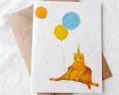 disgruntled cat - kitty party time (eco friendly card printed on banana paper)