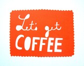 Coffee Greeting Card Papercut in Orange