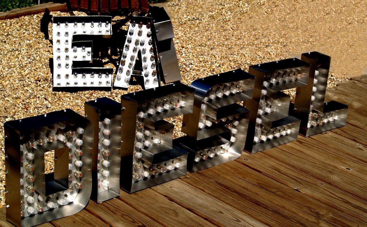 Movie THEATER Marquee Letter Light Channel Any Letter Metal Vintage Sign Industrial