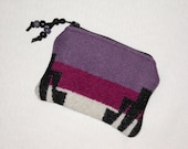 Wool Zippered Pouch / Coin Purse / Gift Card Holder Purple Eagle Rock Southwestern Geometric
