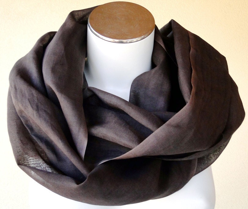 Organic cotton organza scarf shawl wrap in chocolate