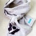 Natural linen long scarf neck warmer with lace applique
