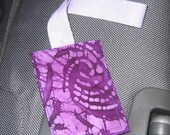 Purple batik luggage tag