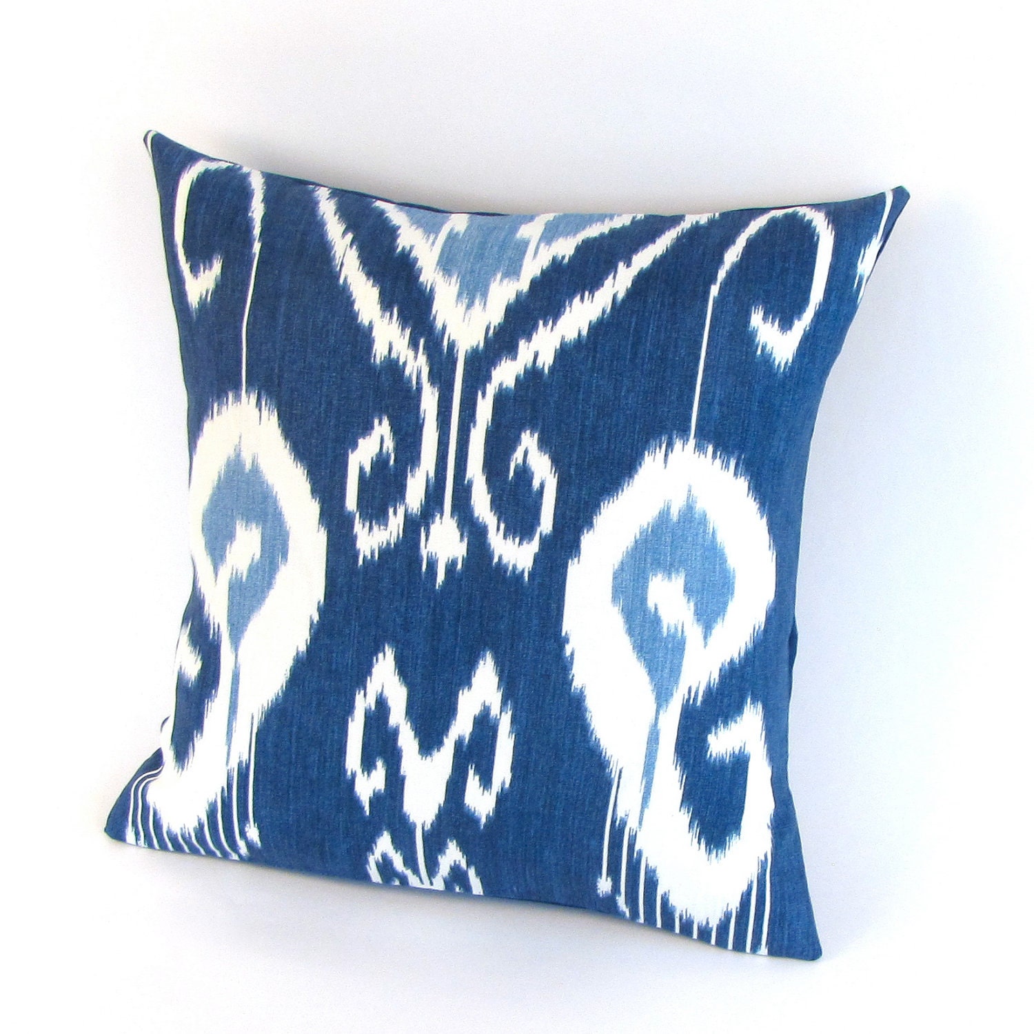 Navy Blue IKAT Linen Pillow Cover 20"