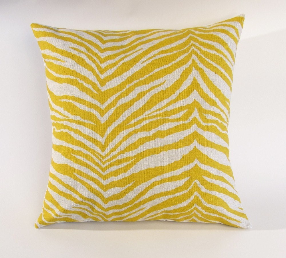 Yellow Zebra Print 17 inch Pillow Cover