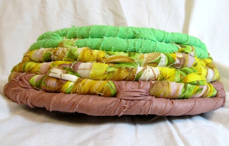 Basket-Green and yellow fabric