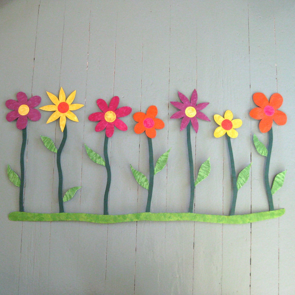 Art sculpture metal wall decor flowers handmade large  16 x 33