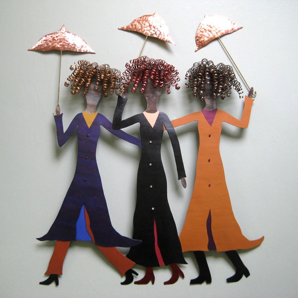 Metal wall art sculpture abstract walking in the rain extra large 27 x 23 by Frivolous Tendencies
