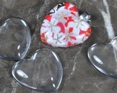 10 Glass Heart Cabochons 25mm -Make a Beautiful Pendant