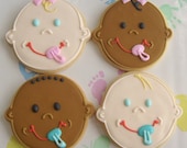 BABY FACE Decorated Cookie Favors - Baby Shower cookie Favors - Decorated cookie Favors - 1 Dozen