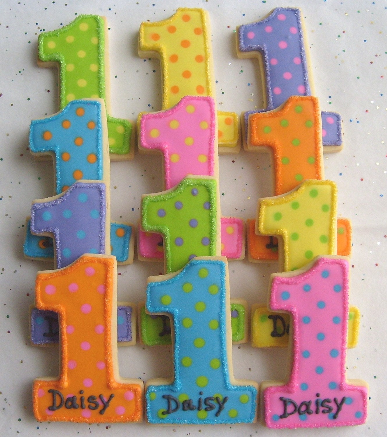 Number One Cookies - First Birthday Cookies - Favors - Number Cookie favors - 1 Dozen
