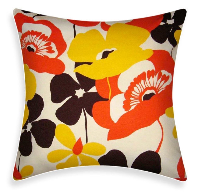 Toss Pillow Orange / Yellow Floral Pillow Cover - Sofia Orange