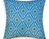 Decorative Pillow Cover Floral Diamond Blue