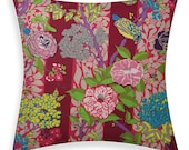 Red Pink Floral Pillow Cover - Bug Hunt Vibrant