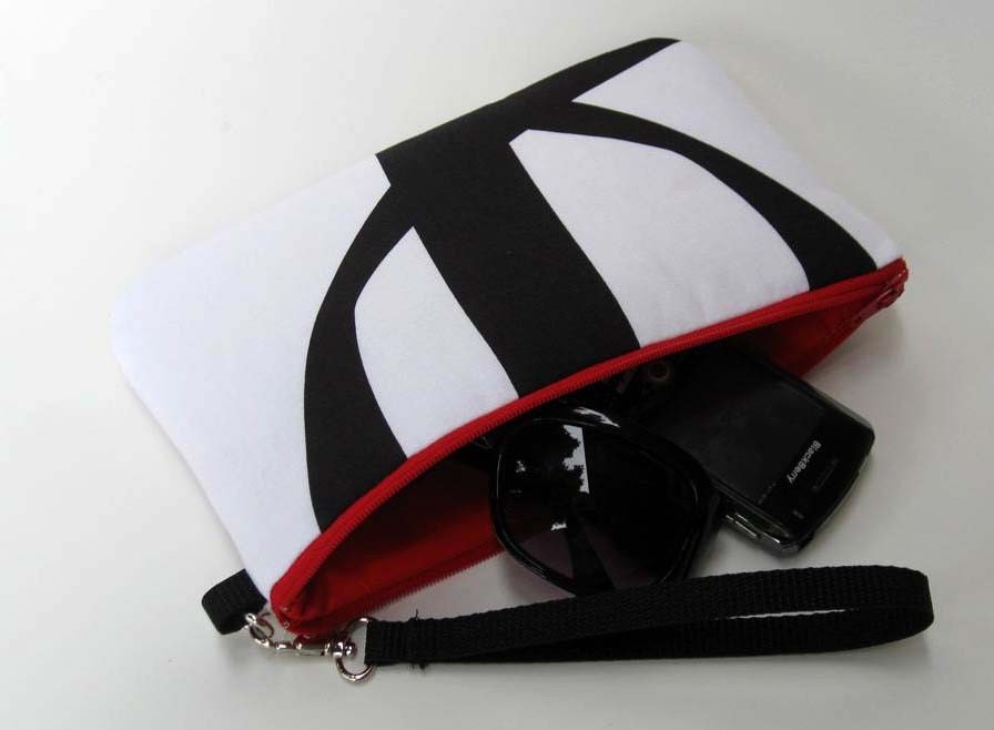 Zippered Wristlet / Clutch - Marimekko Stripes Black and White