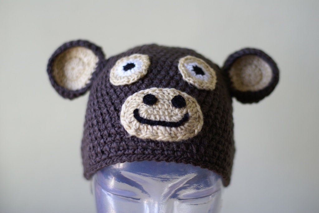 Halloween Cartoon Monkey Handmade Crocheted Children Autumn Hat