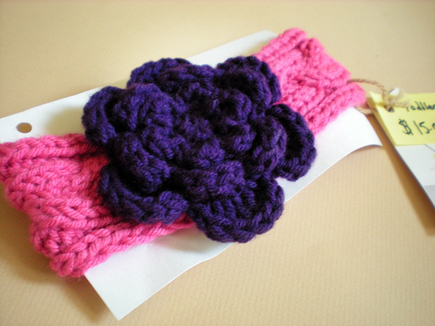 Toddler 1 to 3 year size Cable Flower Headband Ready To Ship