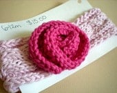 6 to 12 month size Cable Flower Headband Ready To Ship