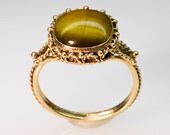 Golden Tiger Eye Filigree Ring - in 14K Gold