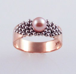 Pink Pearl Glamour Ring - in 14K gold