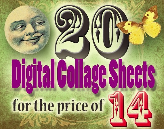 20 Digital Collage Sheets for the price of 14 - Just 56 dollars
