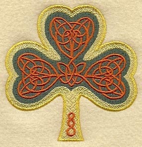 Shamrock and  Knotwork Celtic (Applique)  embroidered patch , sew or iron on your choice