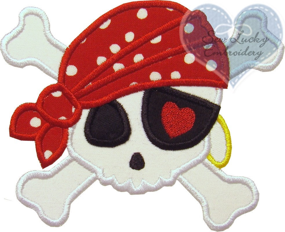Skull with heart patch Applique embroidered patch , sew or iron on your choice