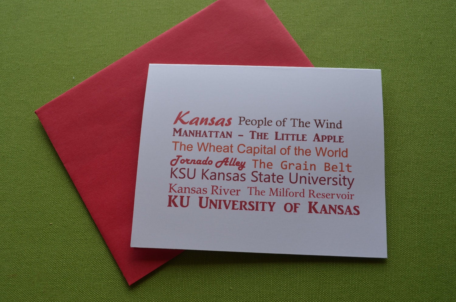 Kansas Words, Single Card, Hello Cupcake