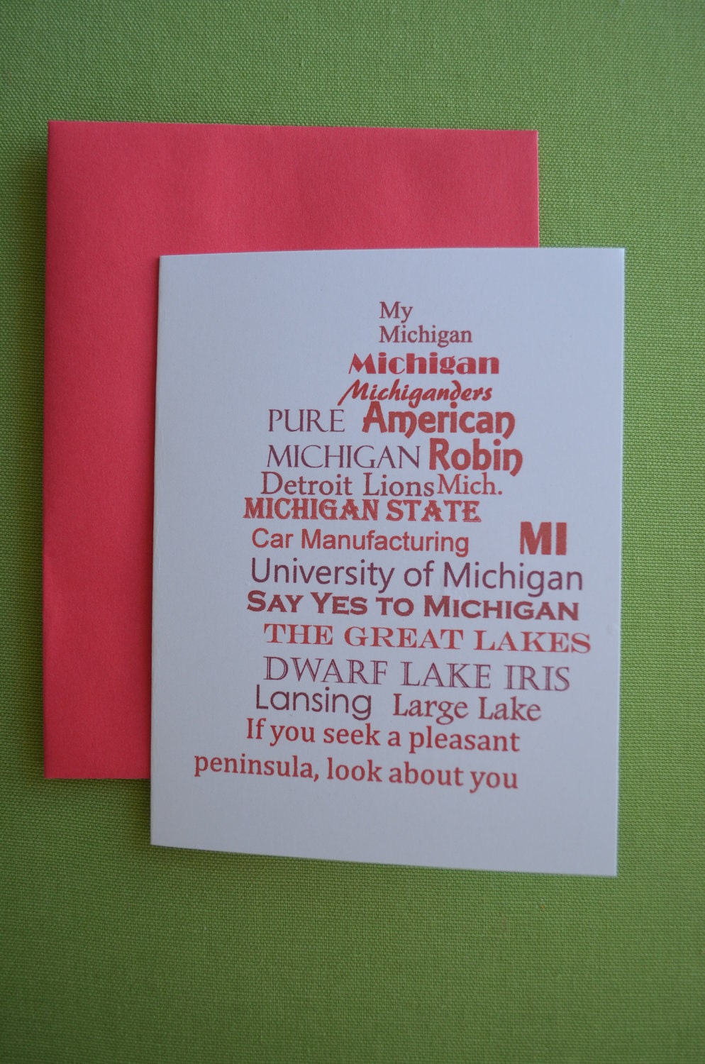Michigan Words, Single Card, Hello Cupcake