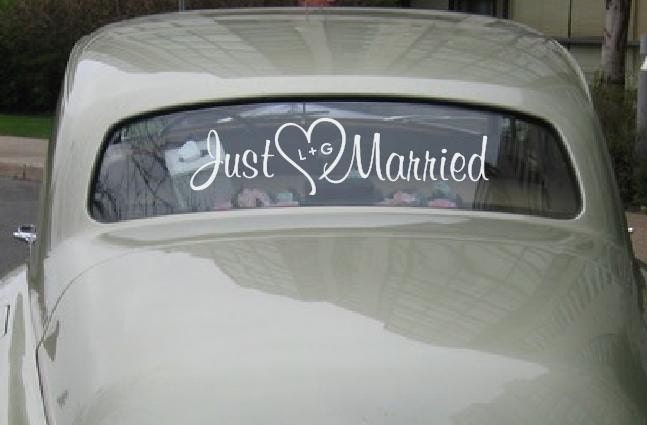 Just Married with Personalized Heart- Wedding - Removable decal Il_170x135