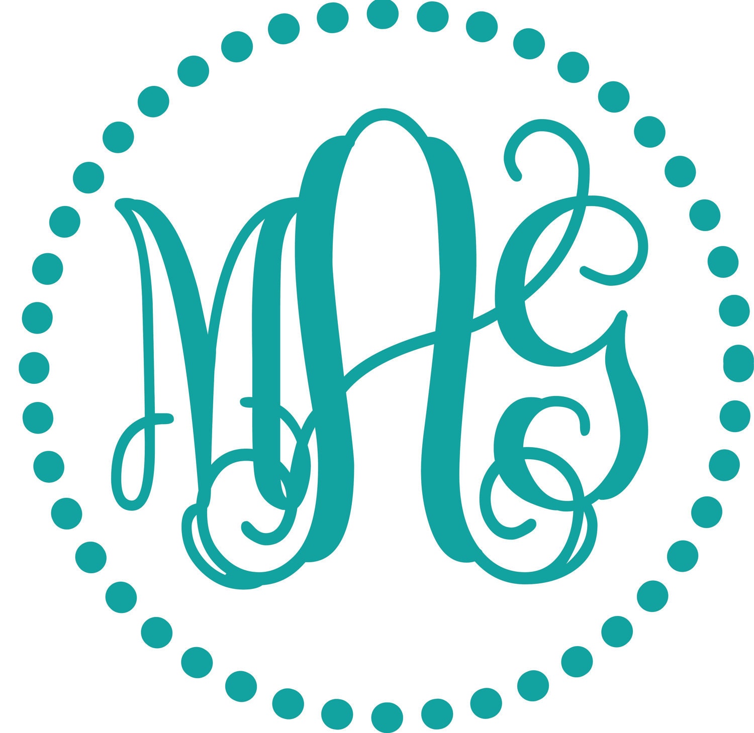 Personalized Circle Monogram with Dots Border - vinyl wall decal Il_570xn