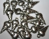 Ice Cream Charms, Single Scoop, Cone, Summer Theme, Silver Pewter 10 Pieces
