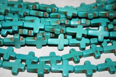 Turquoise Cross Beads, 2 Strands, Wholesale Quantity, Magnesite