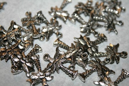 Palm Tree Charms, Tropical Theme, Silver Pewter, Palms, Hawaii, California, Beach Theme, 10 Pieces