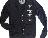 Unisex BEES Tri-Blend Black Cardigan - American apparel XS S M L