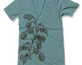 Unisex HOPS Deep V Neck T Shirt american apparel XS S M L (10 Colors Available)