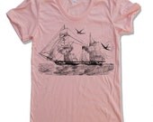 Womens Vintage STEAMSHIP Illustration t shirt S M L XL american apparel (17 Colors Available)