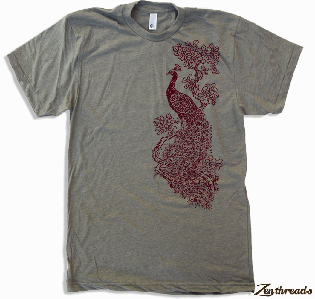 Mens PEACOCK T-Shirt american apparel S M L XL (17 Colors Available)