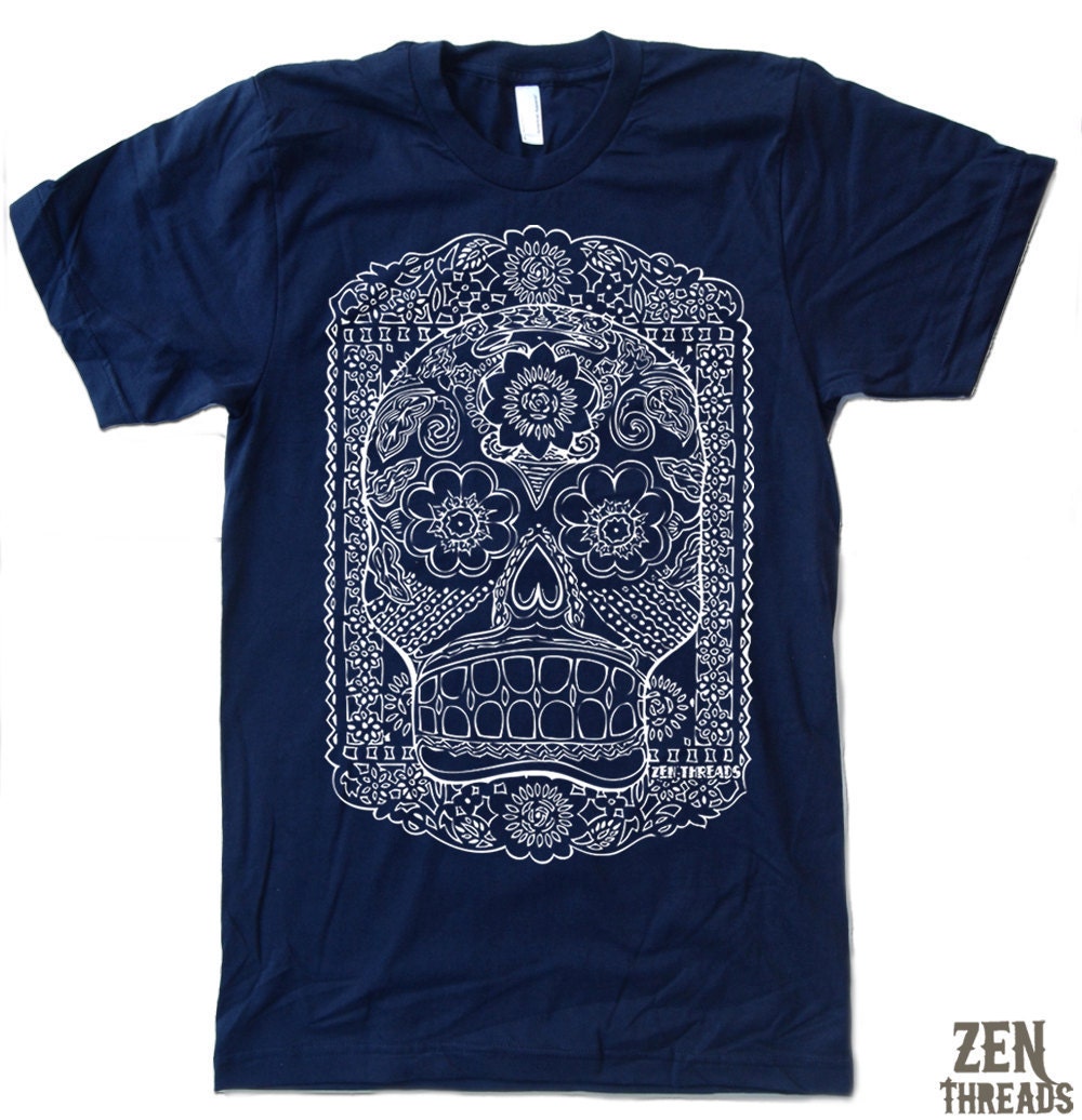 Mens DAY Of The DEAD american apparel T-shirt S M L XL (17 Colors Available)