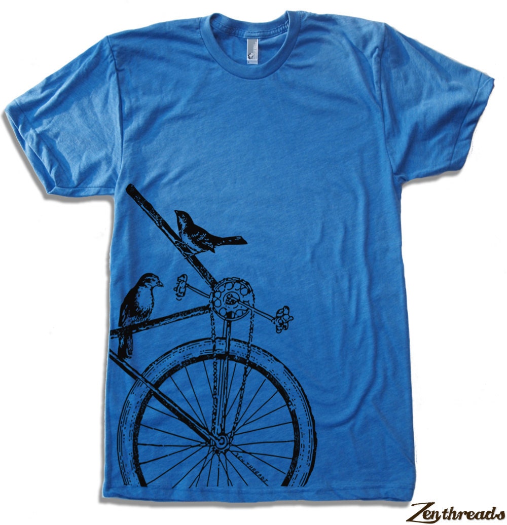 Mens SPARROWS on a BIKE T Shirt american apparel S M L XL (17 Colors Available)