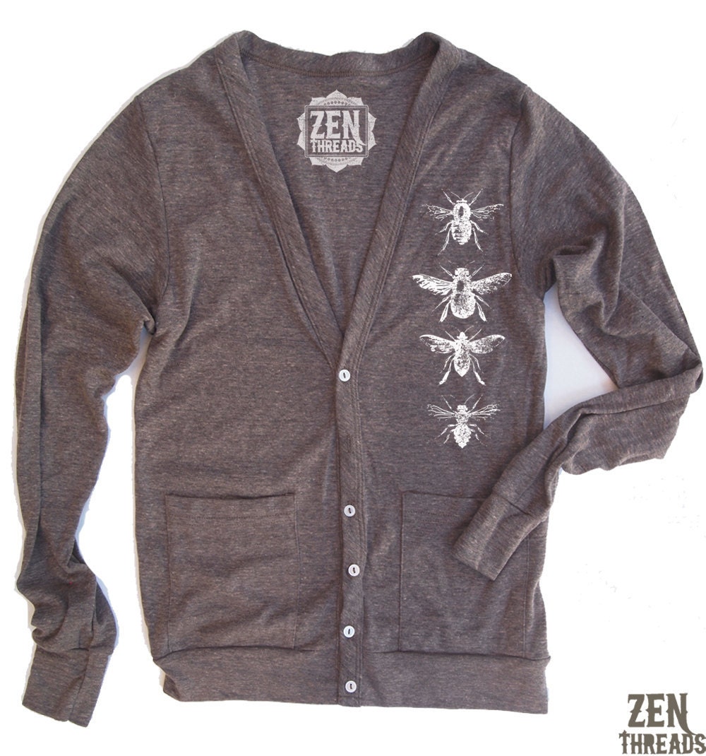 Unisex BEES Tri-Blend Coffee Cardigan - American apparel XS S M L