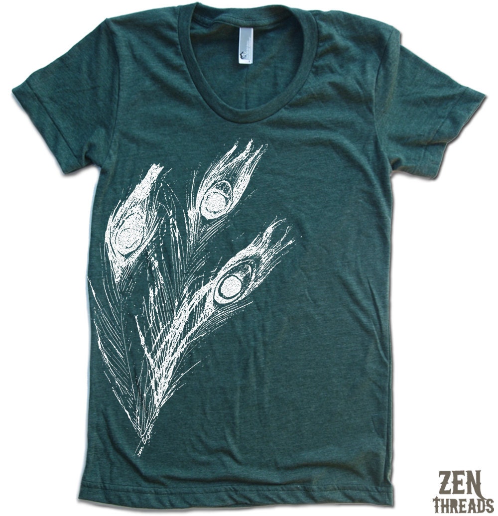 Womens Peacock FEATHERS T Shirt american apparel S M L XL (17 Color Options)