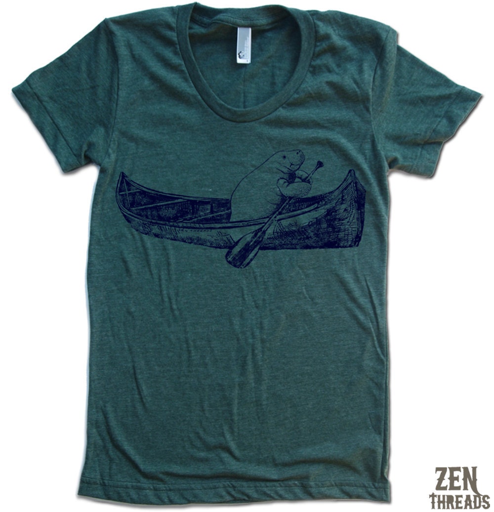 Womens MANATEE (in a Canoe) T Shirt american apparel S M L XL (16 Colors Available)