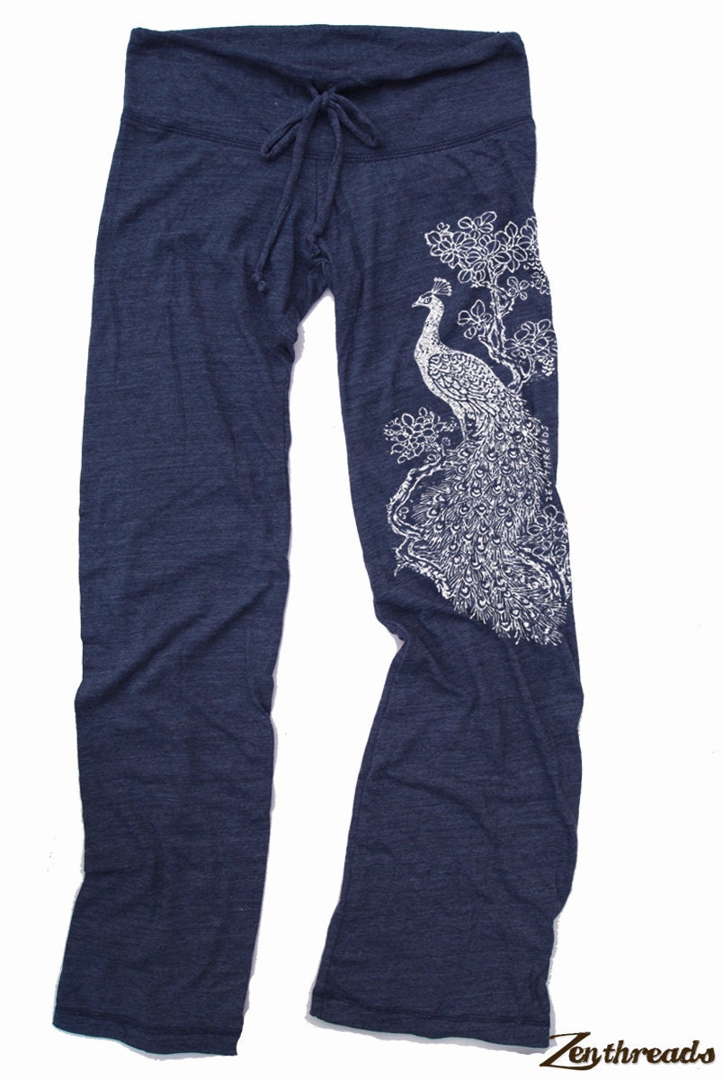 Womens PEACOCK: Eco Heather NAVY Alternative Earth Drawstring Pants (S M L or XL)