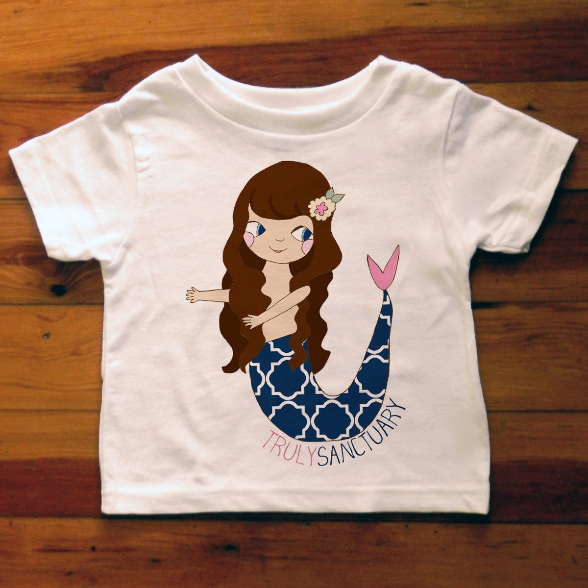 Brunette Mermaid Toddler T-Shirt From TrulySanctuary, Graphic Tee, Great Birthday Gift Or Party Favor
