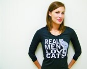 Cat shirt - Real Men Love Cats Womens Alternative Apparel Long Sleeve scoop neck tee