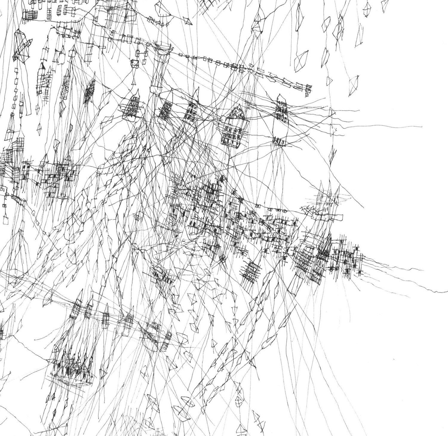 Landscape - ink drawing drawing art Fine art print  Black and white print map print ink drawing limited edition 18 x 12 inches