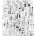 City Life - City Drawing line drawing Archival print of original drawing giclee landscape art  city art  black and white art 12 x 18 inches
